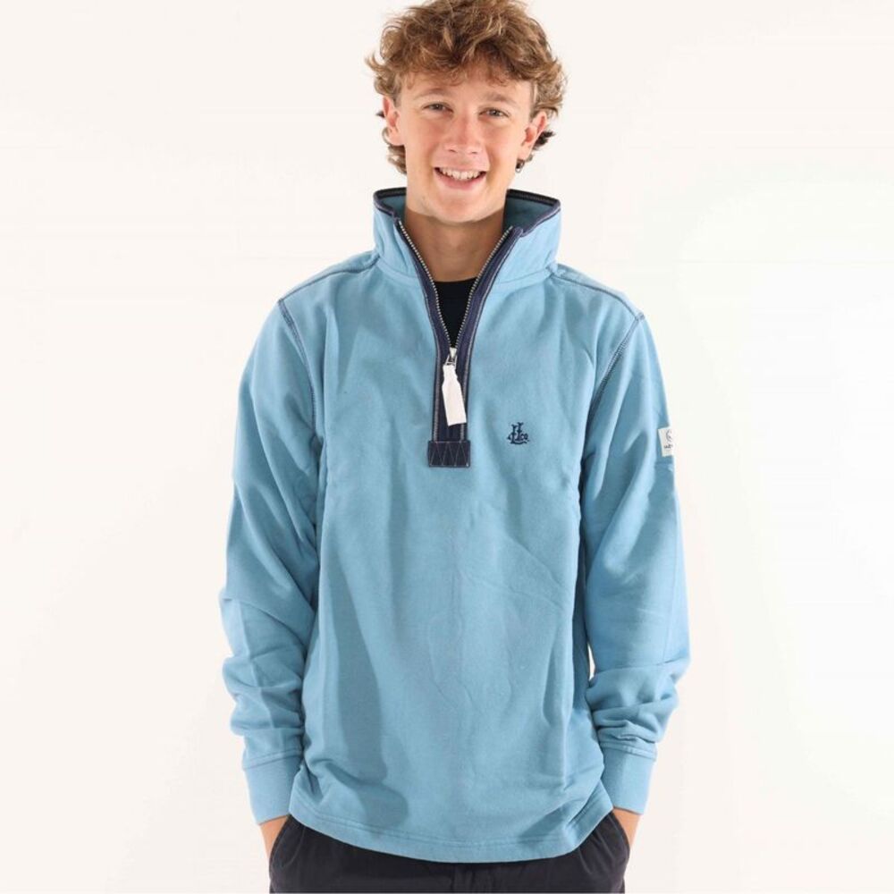 Lazy Jacks Mens Quarter Zip Sweatshirt / Niagara Blue